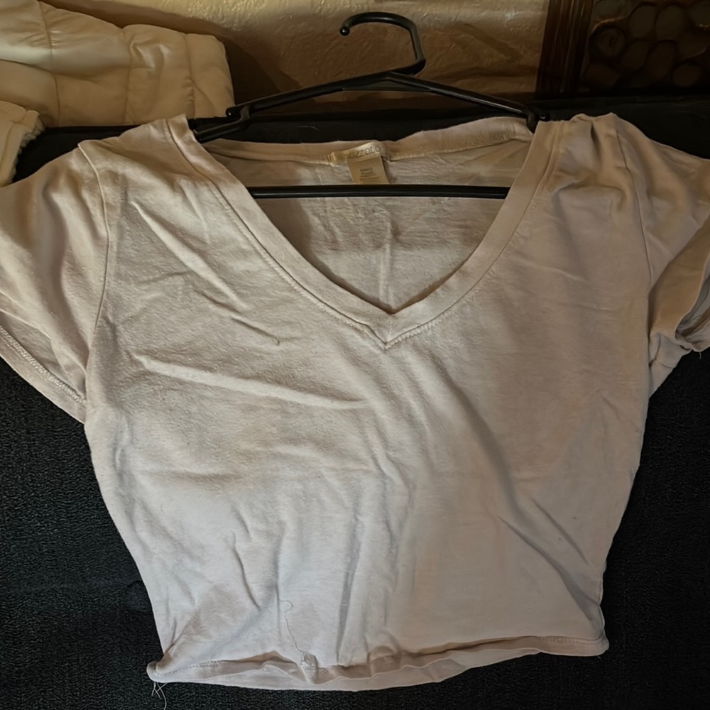 Bozzolo Gray and White Fitted Crop T-Shirt